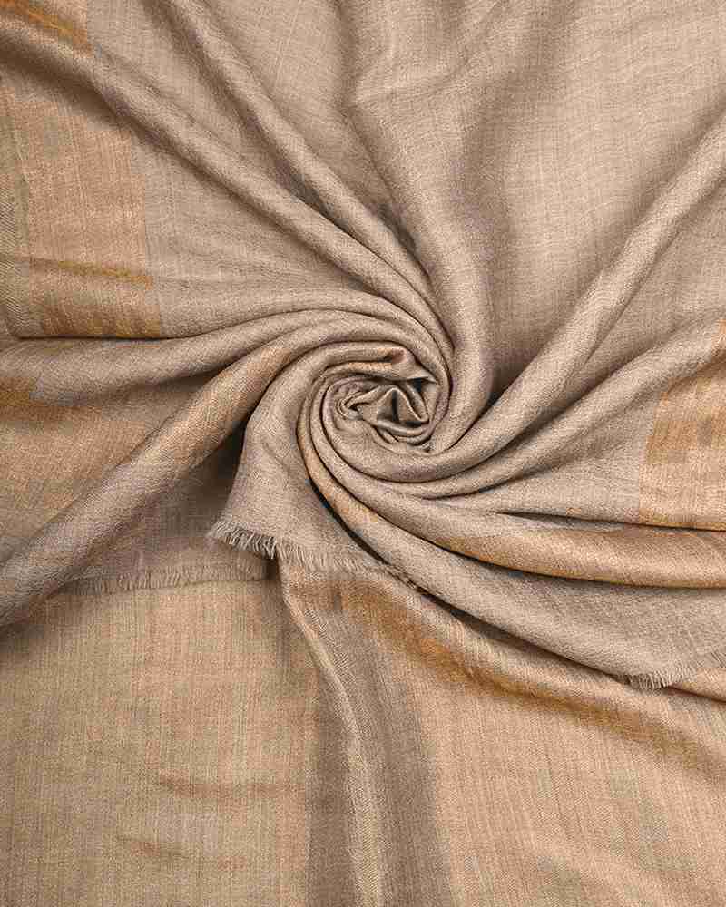 Golden Pashmina Wool 4 Side Zari Border Stole